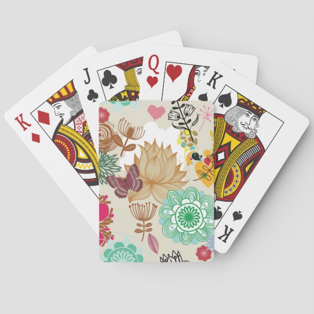 Jeu De Cartes Motif floral de style rétro (dos)