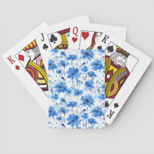Jeu De Cartes Motif floral de type Bleuet bleu
