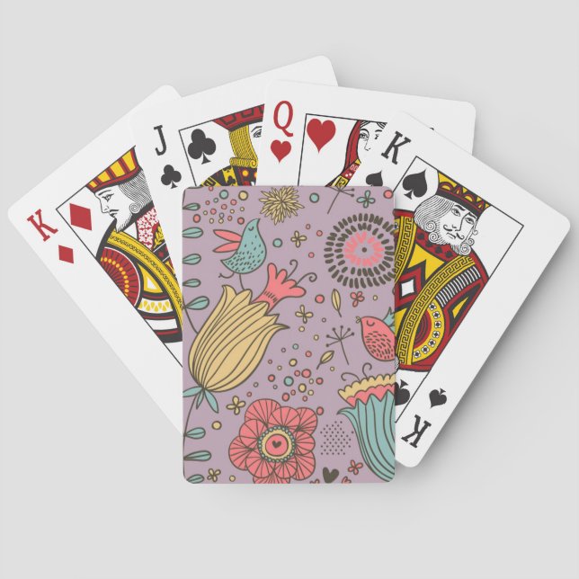 Jeu De Cartes Motif floral élégant avec des fleurs (dos)