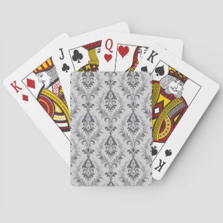 Jeu De Cartes Motif floral en damas baroque gris argenté