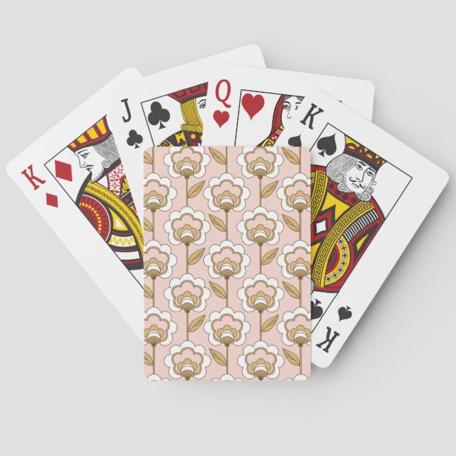 Jeu De Cartes Motif floral moderne de la moitié du siècle (dos)