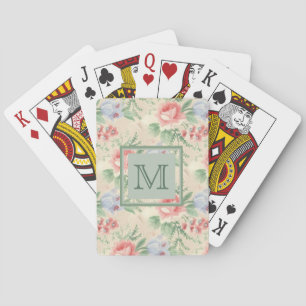 Jeu De Cartes Motif floral monogramme rose clair vintage