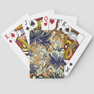 Jeu De Cartes Motif floral noir et blanc élégant sur fond doré m