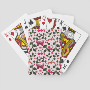 Jeu De Cartes Motif floral papillon cerise sans couture