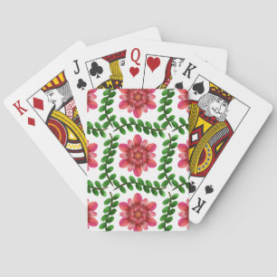 Jeu De Cartes Motif floral rose sans couture Dessiné à la main