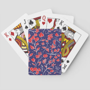 Jeu De Cartes Motif floral rouge et bleu