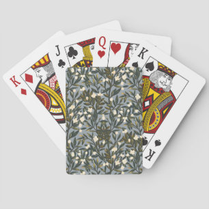 Jeu De Cartes Motif floral sur fond bleu-gris poussiéreux