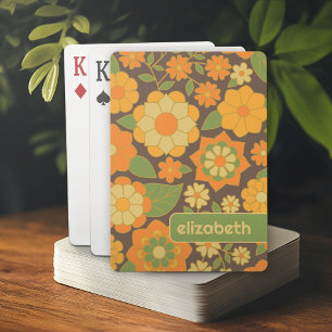 Jeu De Cartes Motif floral tendance rétro avec bloc de nom