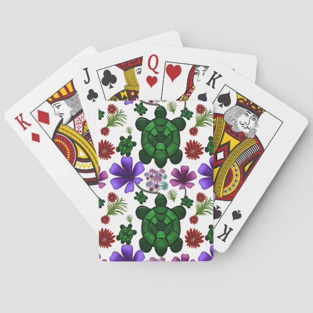 Jeu De Cartes Motif floral tortue (dos)