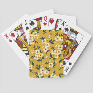 Jeu De Cartes motif floral vintage, petites fleurs blanches.