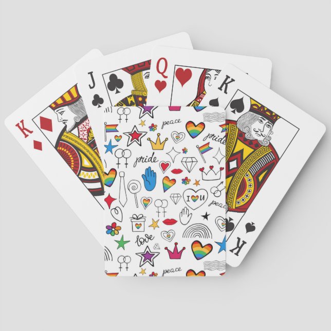 Jeu De Cartes Motif Gay pride Doodle (dos)