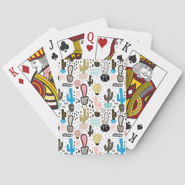 Jeu De Cartes Motif géométrique moderne Cactus (dos)