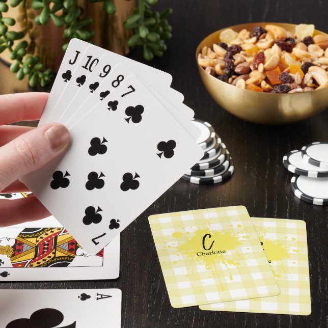 Jeu De Cartes Motif Gingham Jaune Pastel Mignon (In Situ)