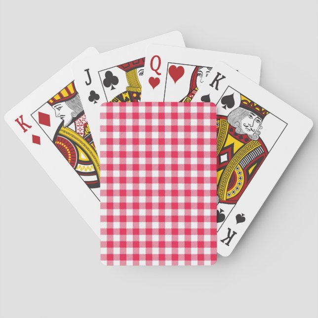 Jeu De Cartes Motif Gingham Rouge et Blanc Classique Rustique (dos)