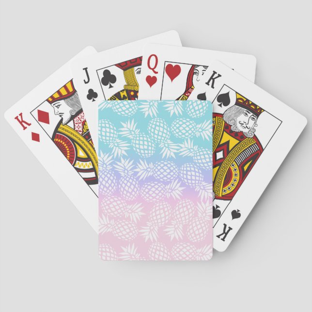 Jeu De Cartes Motif Girly élégant d'ananas de gradient coloré (dos)