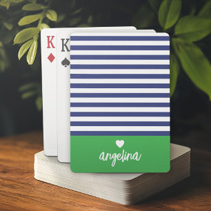Jeu De Cartes Motif Gras - Coeur Monogramme Marine Vert