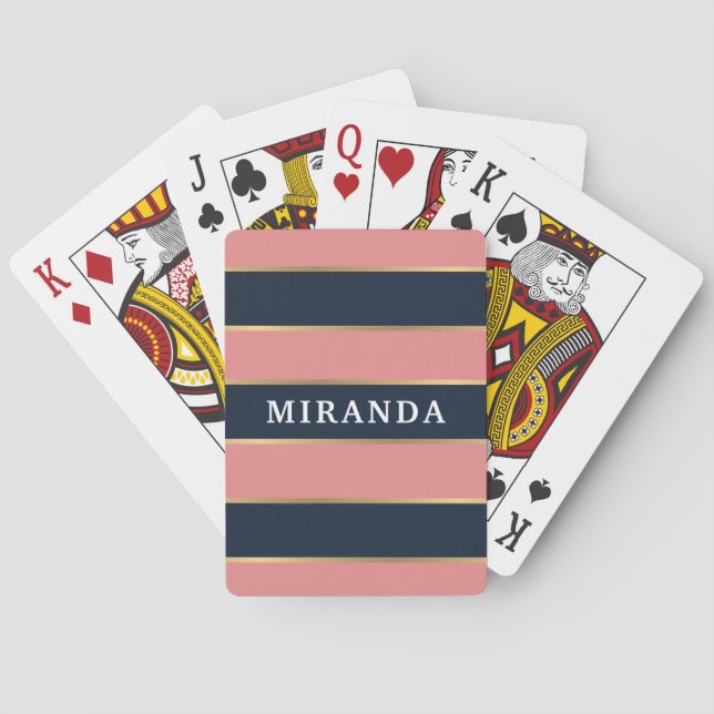 Jeu De Cartes Motif Gras Rose Bleu Gold (dos)