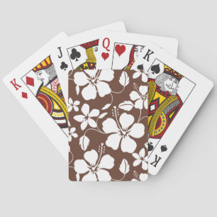 JEU DE CARTES MOTIF HULA HAWAIEN (HIBISCUS) MARRON