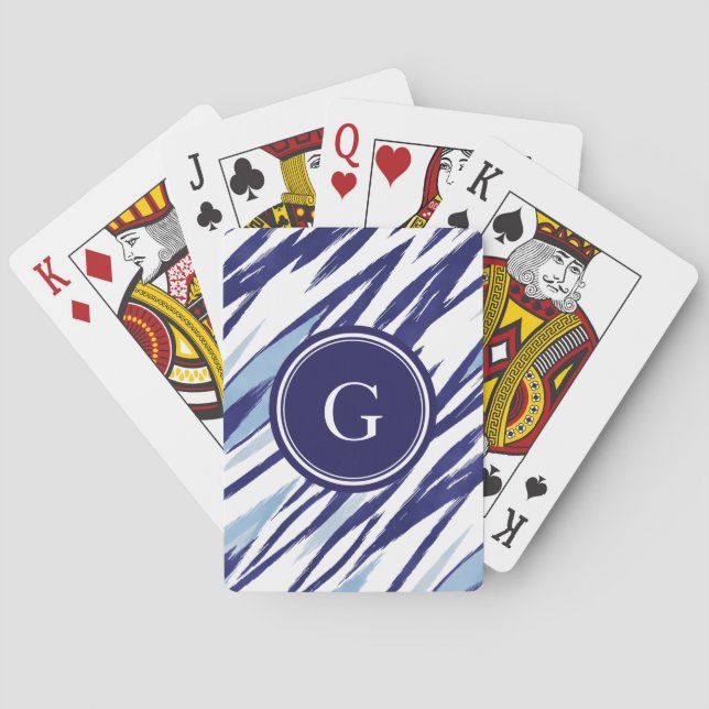 Jeu De Cartes Motif ikat bleu et blanc chic (dos)