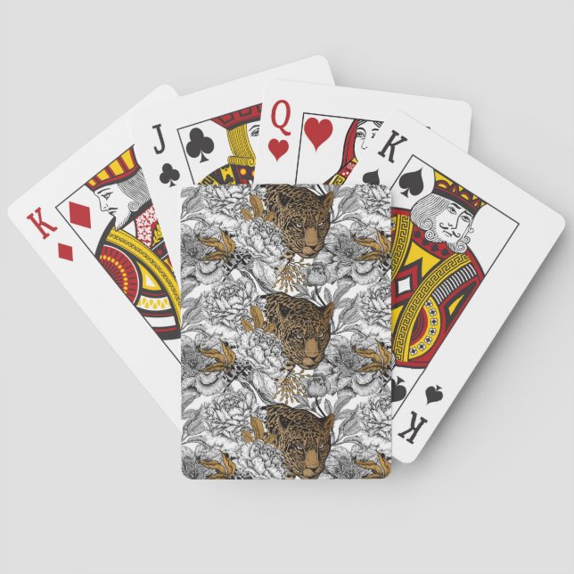 Jeu De Cartes Motif Leopard & Peonies (dos)