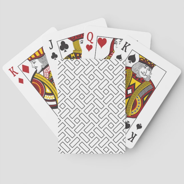 Jeu De Cartes Motif linéaire noir et blanc - blanc (dos)