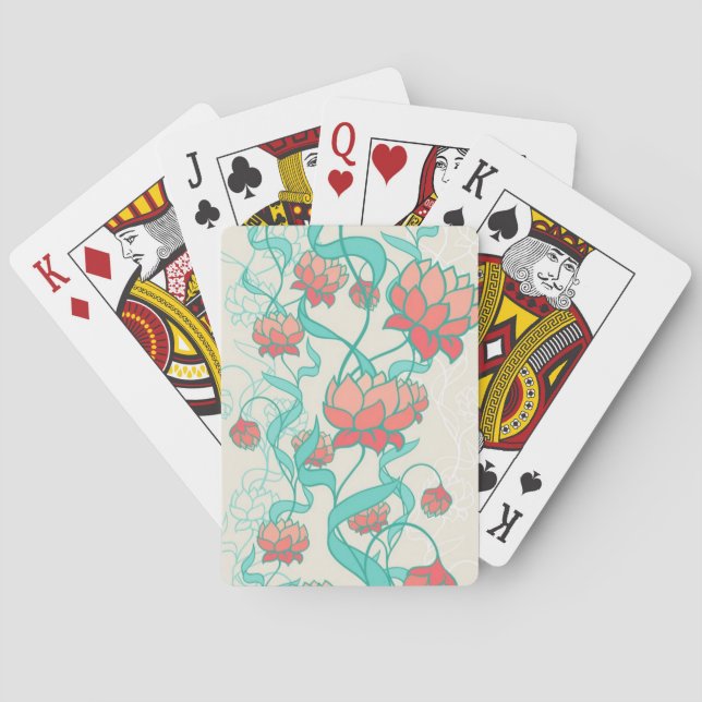 Jeu De Cartes Motif Lotus Abstrait (dos)