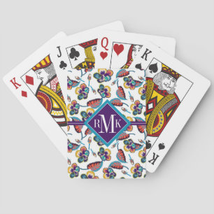 Jeu De Cartes Motif lumineux de ketmie du monogramme