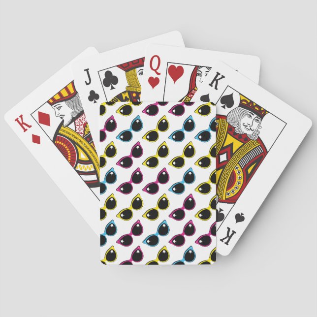 Jeu De Cartes Motif Lunettes de soleil de chat rétro (dos)