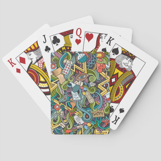 Jeu De Cartes Motif Médicale d'icône d'art abstrait (dos)