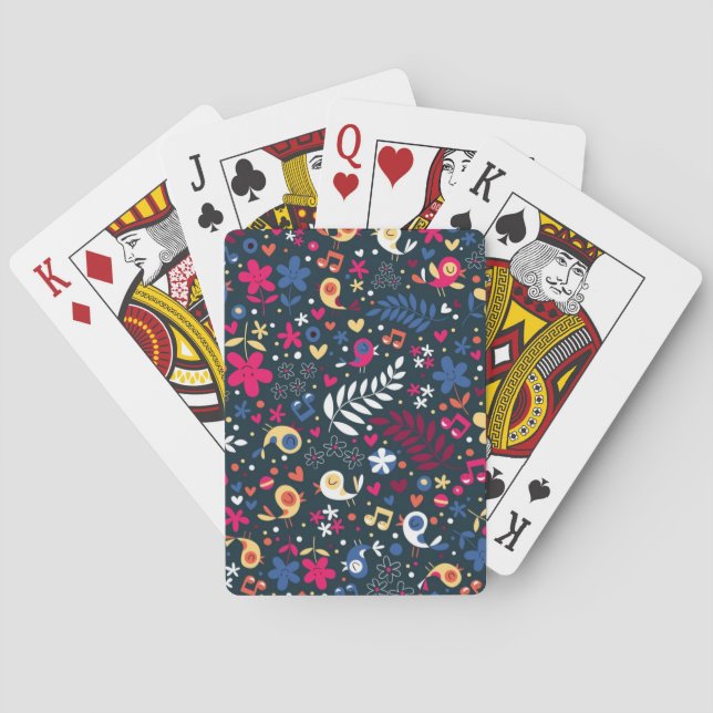 Jeu De Cartes motif mignon d'oiseaux et de fleurs (dos)