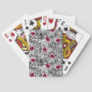 Jeu De Cartes Motif moderne des lèvres B&W de rouge à lèvres