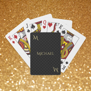 Jeu De Cartes Motif moderne Élégant Monogramme Black Gold Poker