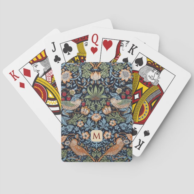 Jeu De Cartes Motif Morris Strawberry Thief avec monogramme (dos)