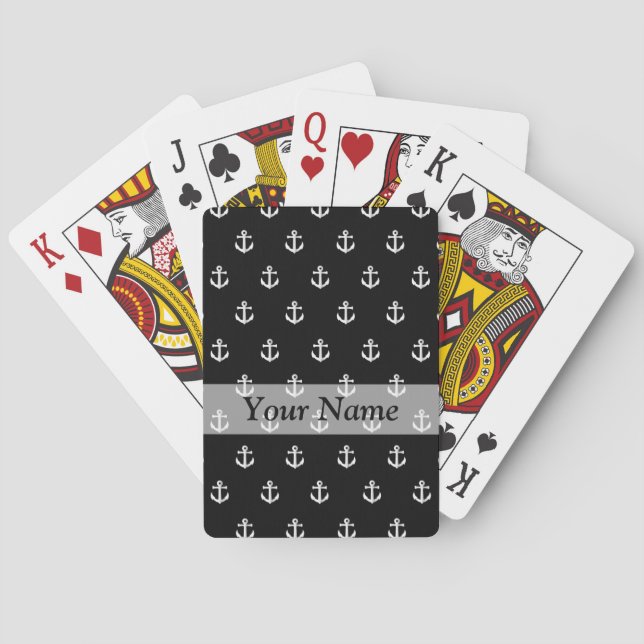 Jeu De Cartes Motif noir d'ancre (dos)