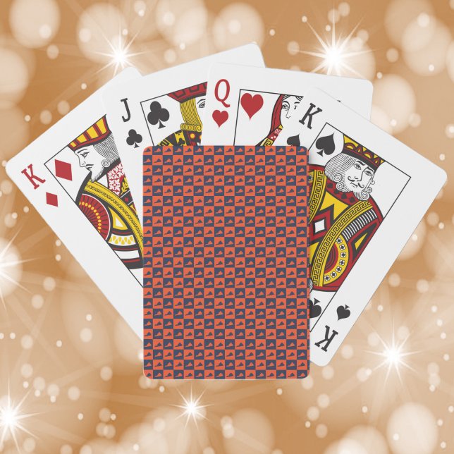 Jeu De Cartes Motif orange et bleu de la Virginie, État américai (A deck of playing cards with a pattern of Virginia done in orange and blue.)