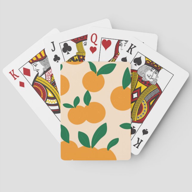 Jeu De Cartes Motif Oranges De Fruits Citriques De Style Moderne (dos)