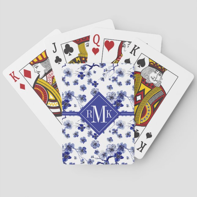 Jeu De Cartes Motif oriental de branche du monogramme | Sakura (dos)