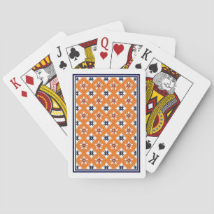 Jeu De Cartes Motif Oriental Orange Blanc Rouge Katazome Fleurs
