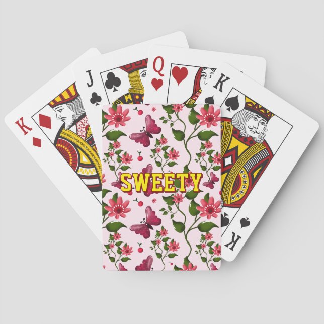 Jeu De Cartes Motif papillon floral personnalisé  (dos)