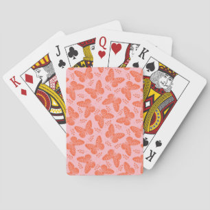 Jeu De Cartes Motif papillon orange sur arrière - plan rose
