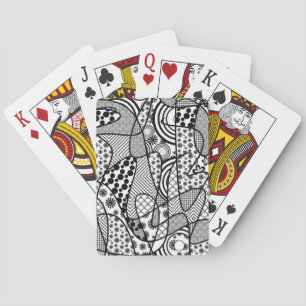 Jeu De Cartes Motif Patchwork Noir & Blanc 02