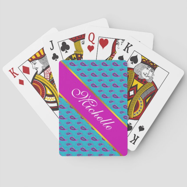 Jeu De Cartes Motif Peacock et Magenta Paisley (dos)