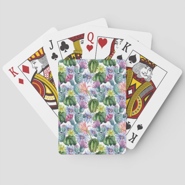 Jeu De Cartes Motif peint à la main de cactus d'aquarelle (dos)