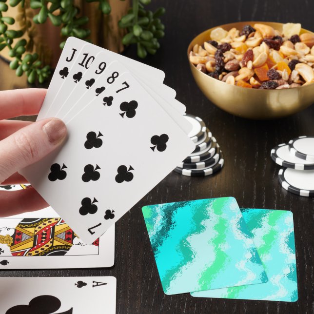 Jeu De Cartes Motif peint expressif bleu sarcelle vert (In Situ)