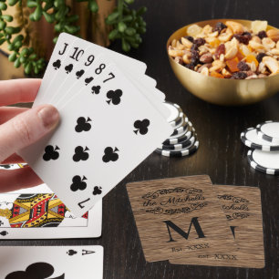 Jeu De Cartes Motif personnalisé de grain de bois rustique perso