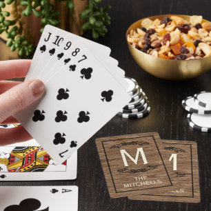 Jeu De Cartes Motif personnalisé de grain de bois rustique perso