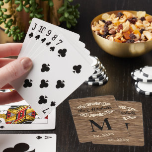 Jeu De Cartes Motif personnalisé de grain de bois rustique perso
