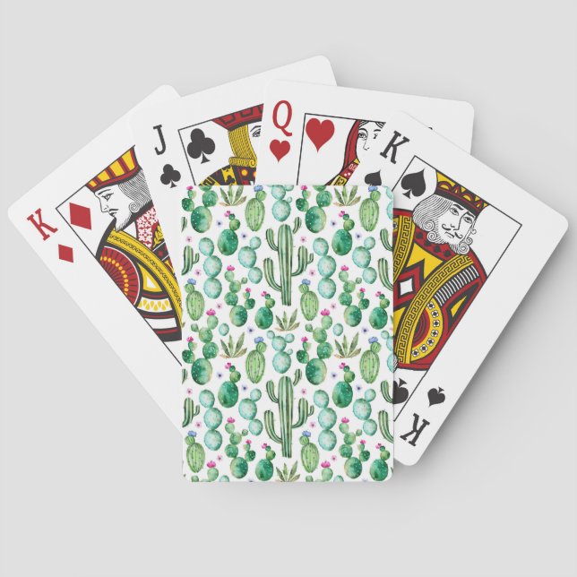 Jeu De Cartes Motif Plante Cactus aquarelle (dos)