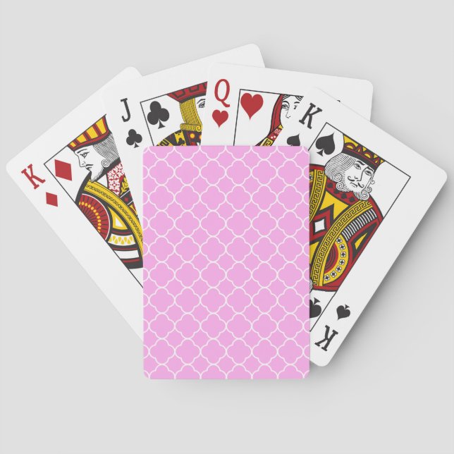 Jeu De Cartes Motif Quatrefoil Rose Et Blanc (dos)