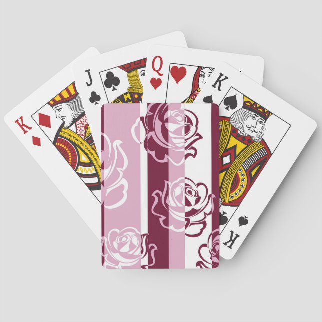 Jeu De Cartes Motif rayé avec des roses (dos)